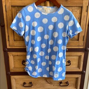 Michael Kors Blue and White Polka Dot Short Sleeve Tee